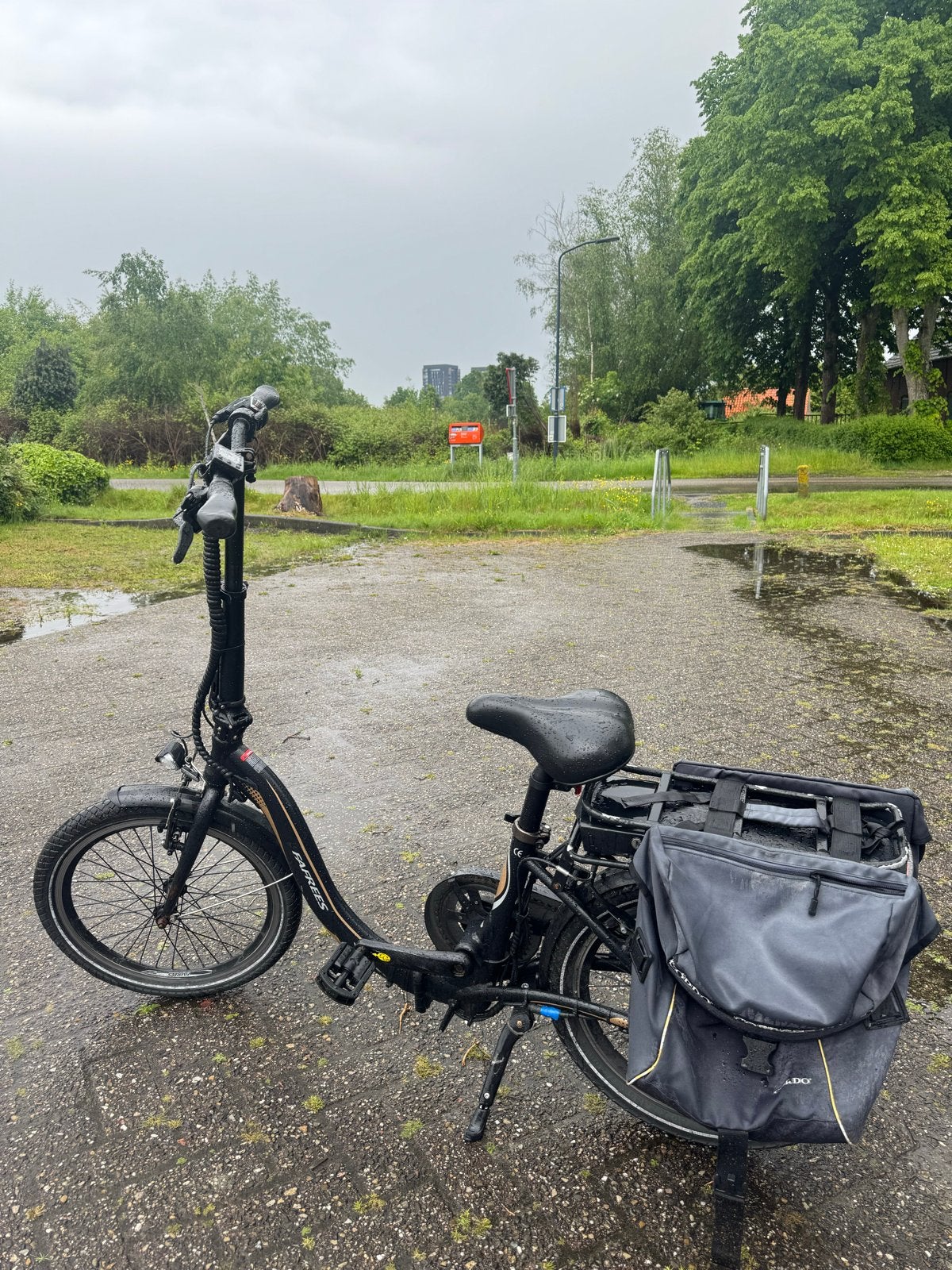 Elektrische fiets met dubbele fietstass (zonder oplader), Fietsen en Brommers, Elektrische fietsen, Overige merken, Minder dan 30 km per accu
