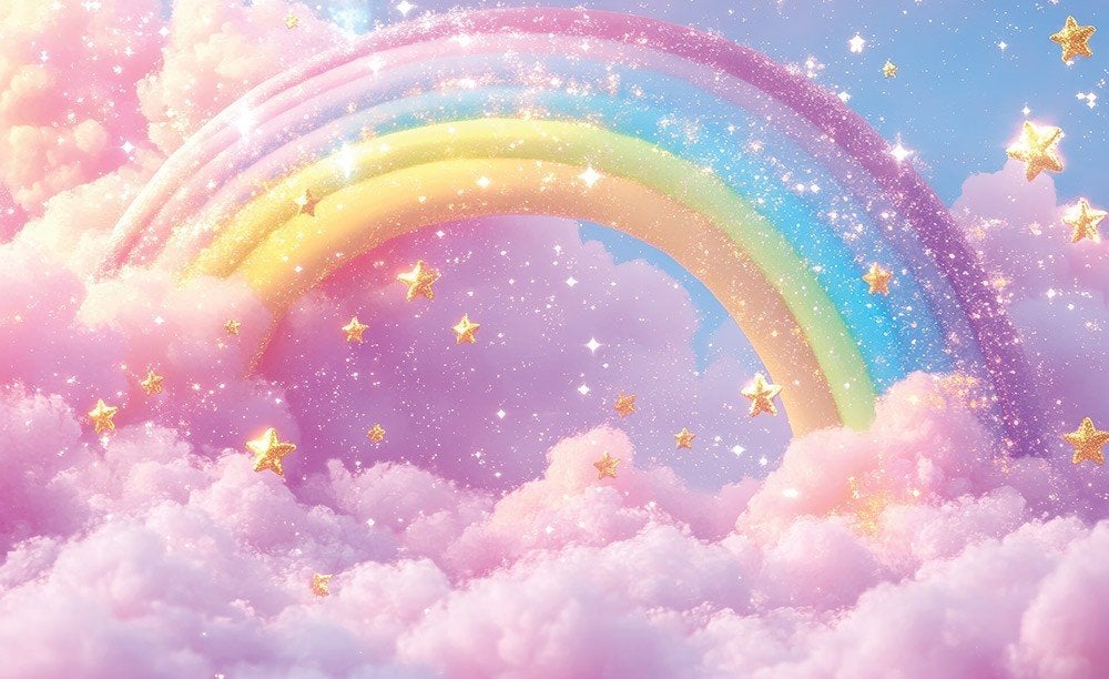 Fotobehang Meisjeskamer Magische Regenboog tussen de Wolken, Huis en Inrichting, Stoffering | Behang, Overige patronen, Info@fotobehangkoning.nl
