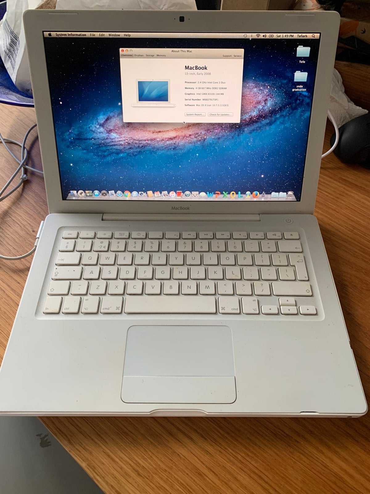 Apple MacBook 13 (Early 2008). Witte Polycarbonaat. Werkend!, Computers en Software, Ophalen, Zo goed als nieuw, 13 inch, Minder dan 2 Ghz