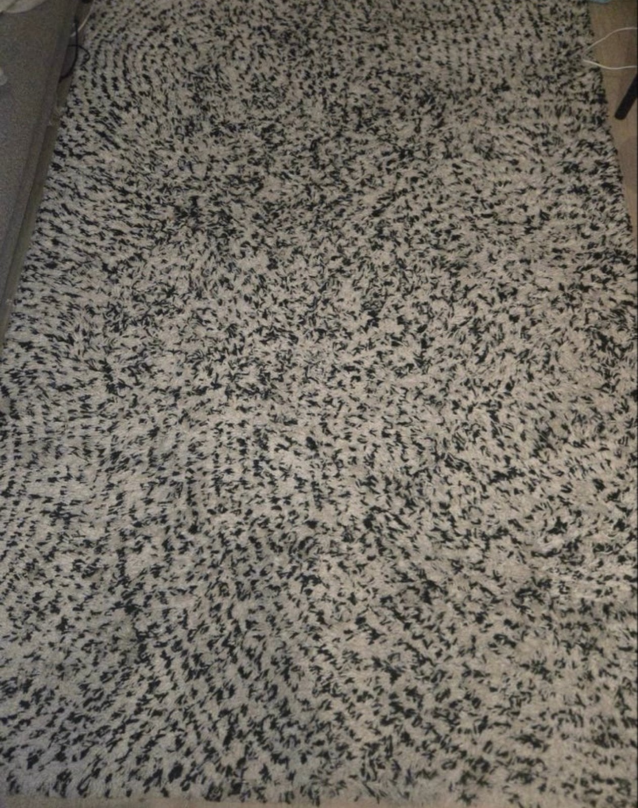 Zwart-wit vloerkleed, hoogpolig en zacht, Ophalen, Zwart, 150 tot 200 cm, 200 cm of meer