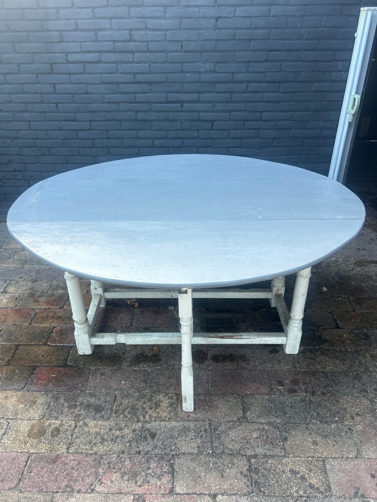 Antieke klaptafel - grijs geverfd, Antiek en Kunst, Ophalen