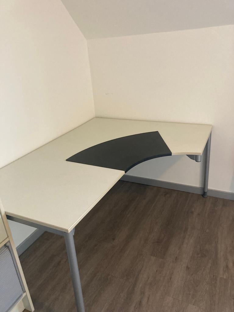 Hoekbureau / Werktafel 160 x 120 cm - Wit/Grijs, Ophalen, Gebruikt, Wit, Hoekbureau