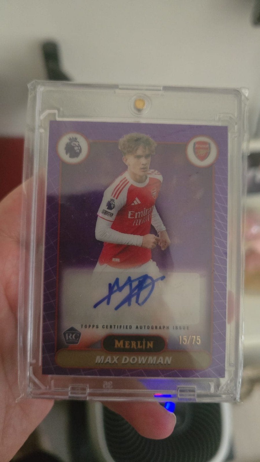Max Dowman Topps Merlin Autograph, Ophalen of Verzenden, Zo goed als nieuw, Buitenlandse clubs, Spelerskaart