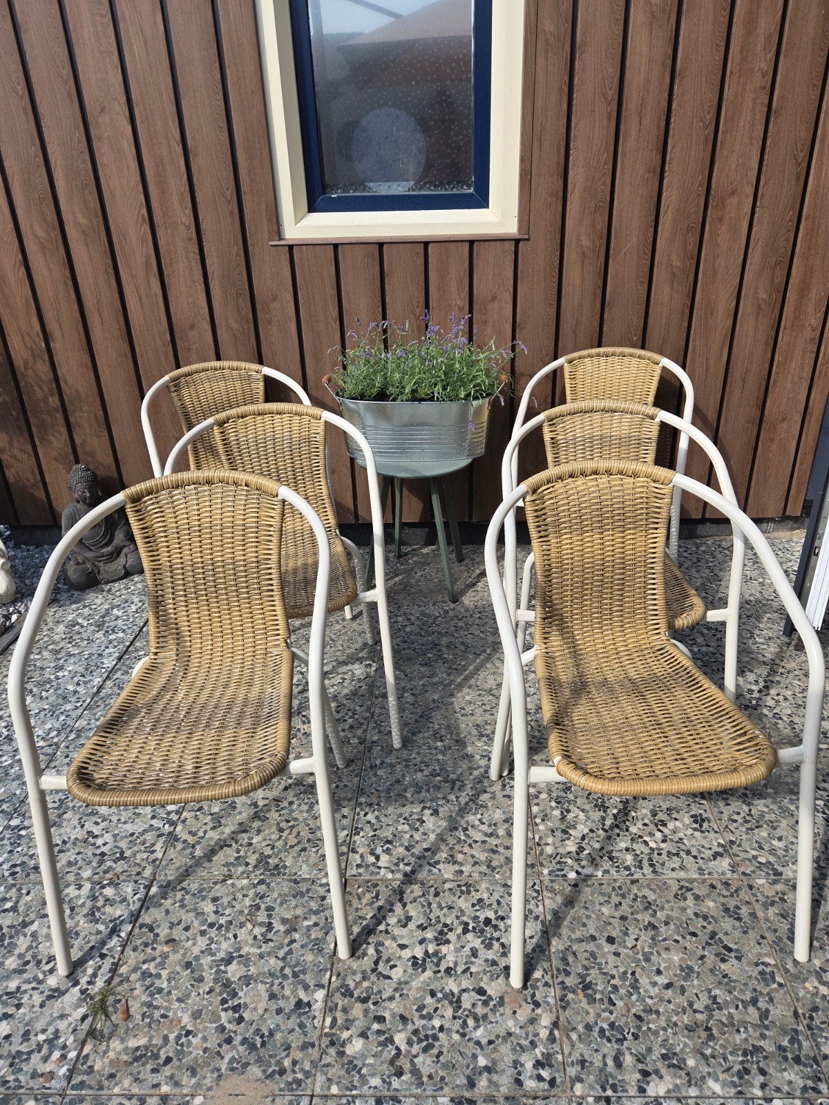 Leuke rotan buiten stoeltjes, Tuin en Terras, Tuinstoelen, Ophalen, Gebruikt, Rotan, Stapelbaar