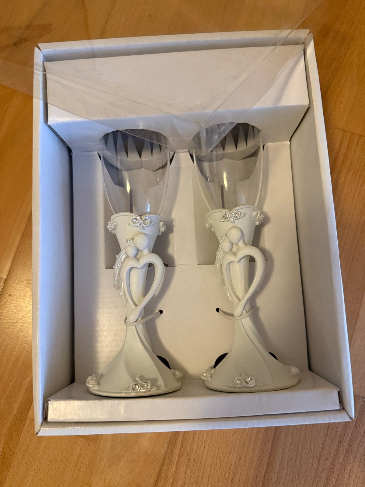 Bruiloft Champagne Glazen - Nieuw in Doos, Ophalen of Verzenden, Nieuw, Wit, Accessoires
