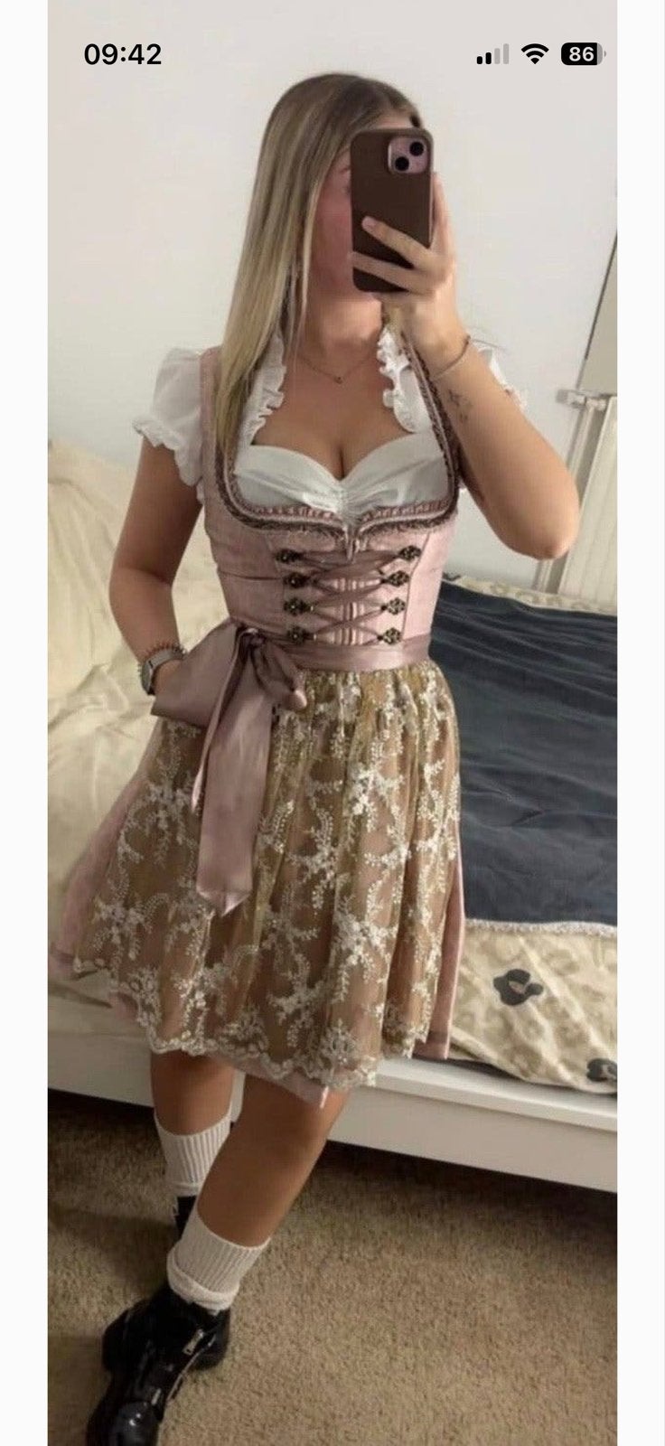 Kruger Dirndl & Top - Maat 34/36 - Zo goed als nieuw, Ophalen of Verzenden, Zo goed als nieuw, Roze, Maat 34 (XS) of kleiner