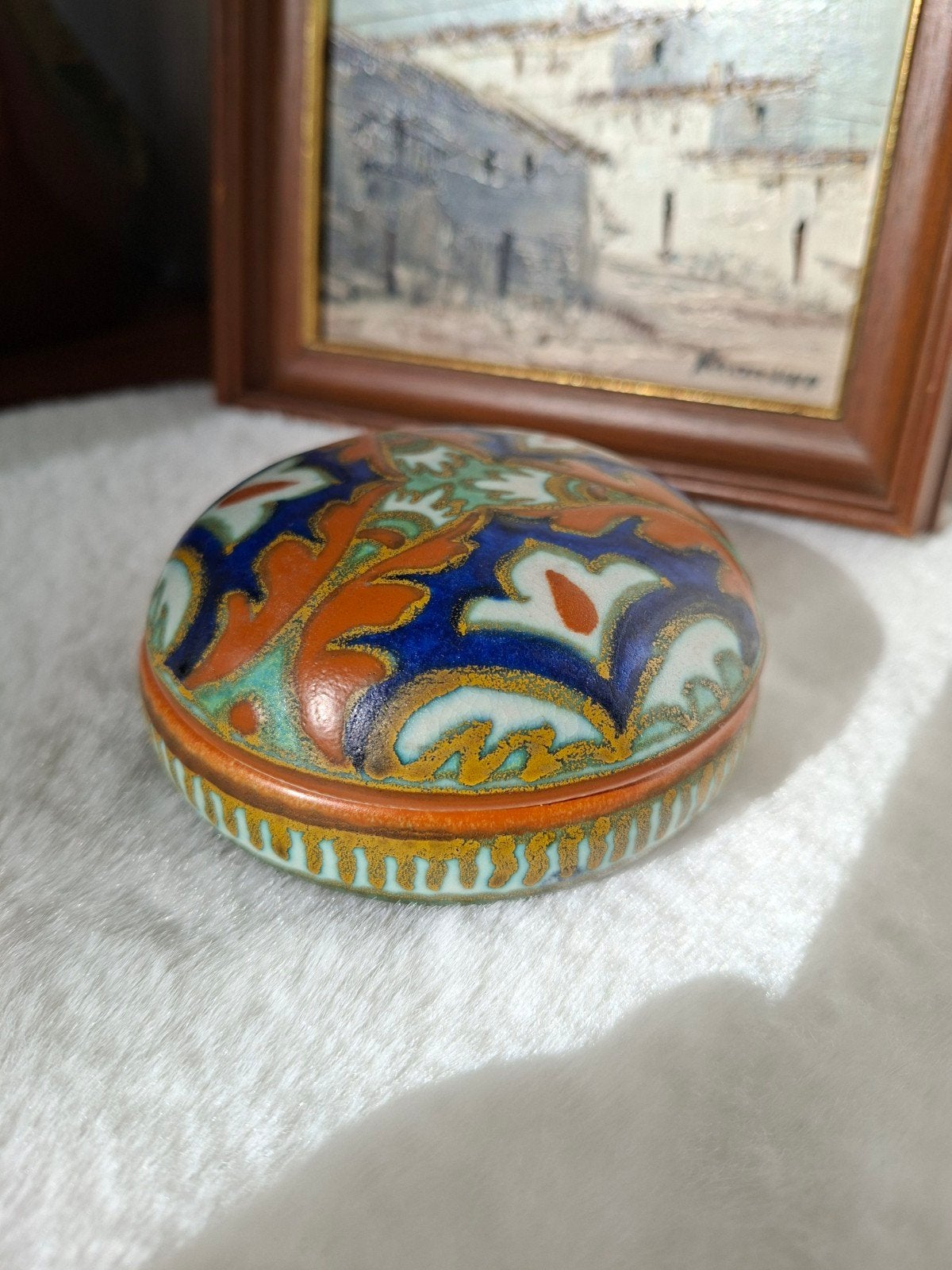 Gouds plateel dekseldoosje met de hand beschilderd, Antiek en Kunst, Ophalen of Verzenden