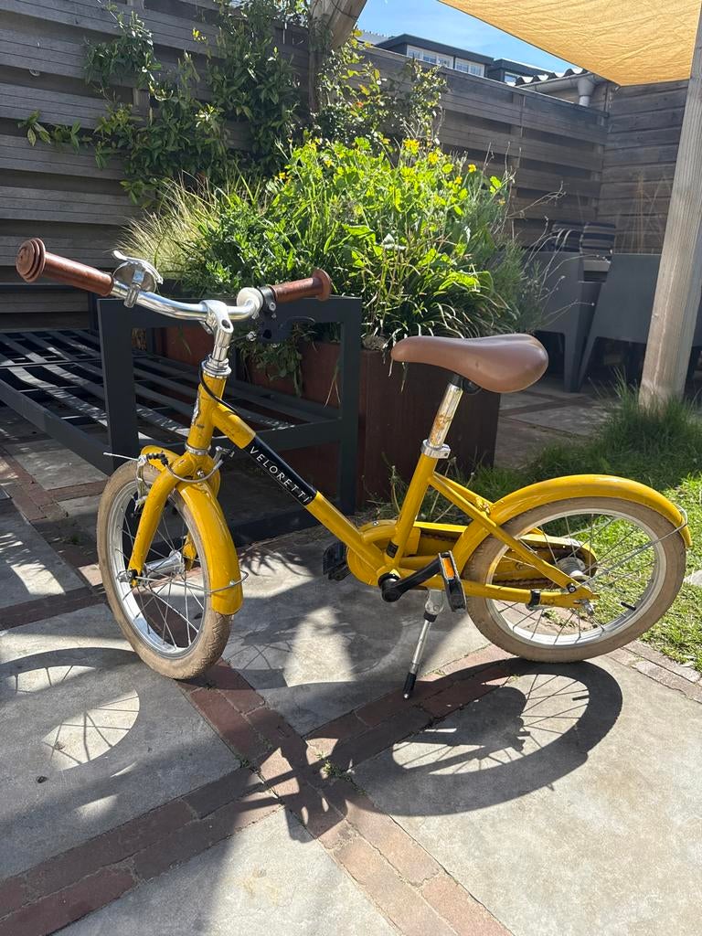 Veloretti Kinderfiets - Geel, Fietsen en Brommers, Ophalen, Gebruikt, Velgrem, 16 tot 20 inch
