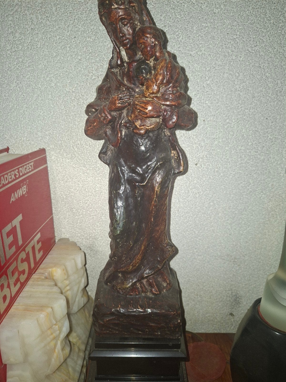Antiek Mariabeeld met kindje Jezus, Ophalen of Verzenden
