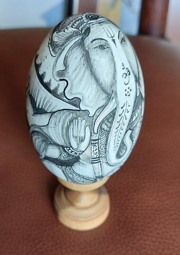 2x hout beschilder ei uit Bali, Ophalen of Verzenden
