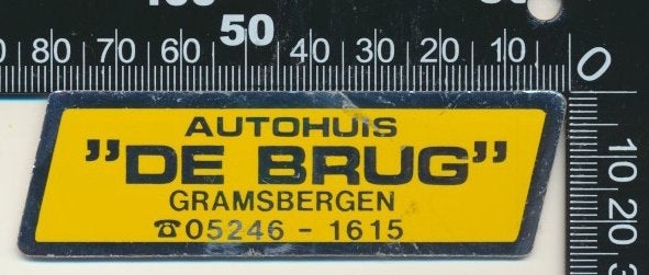 Sticker: Autohuis De Brug - Gramsbergen, Verzamelen, Ophalen of Verzenden, Zo goed als nieuw, Auto of Motor