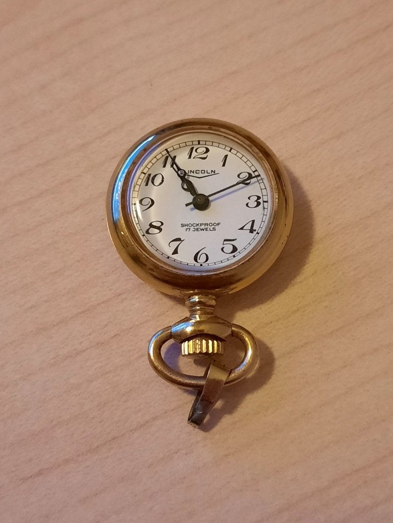 VERGULD & GEDECOREERD LINCOLN DAMES HANGHORLOGE 17 JEWELS, Sieraden, Tassen en Uiterlijk, Overige merken, Overige materialen, Zakhorloge