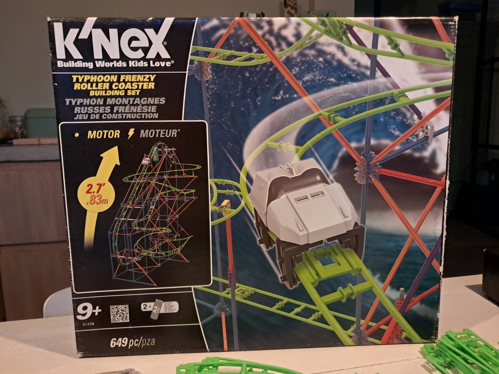 K'nex Typhoon Frenzy Roller Coaster Bouwset met Motor, Ophalen of Verzenden, Zo goed als nieuw, K'nex