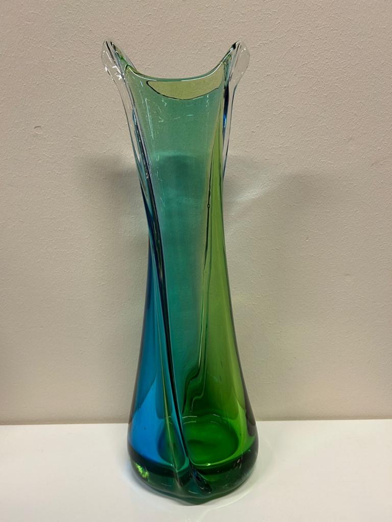 Mooie hoge blauw/groene vaas hoogte 48cm, Ophalen