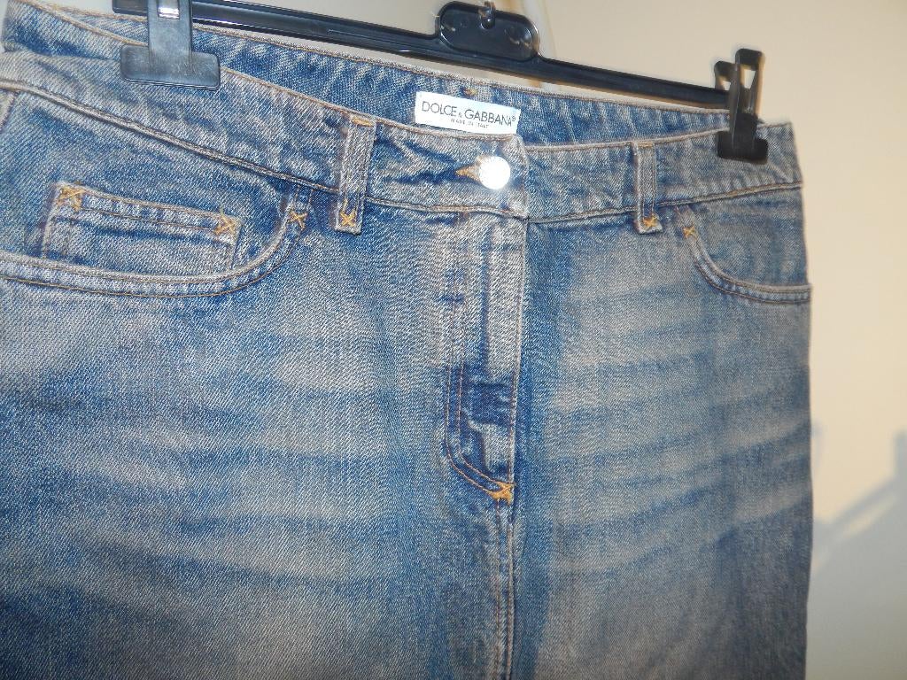 Dolce & Gabbana jeans rok blauw vintage eerstelijns IT 44, Maat 38/40 (M), Dolce & Gabbana, Zo goed als nieuw, Knielengte