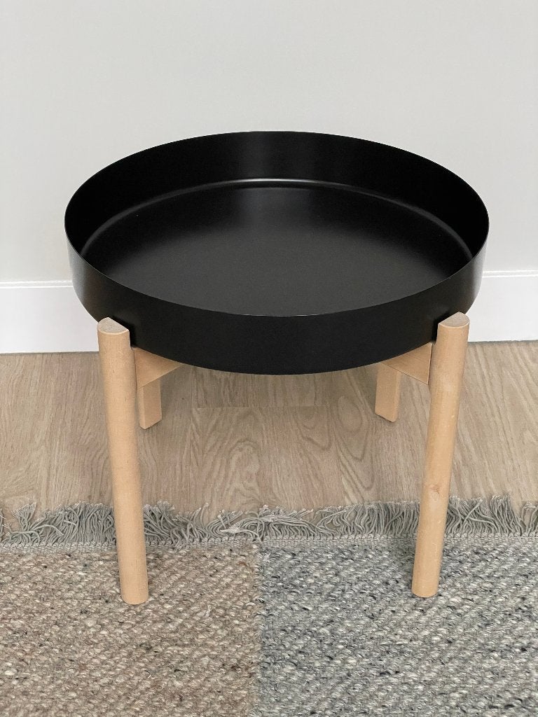IKEA Ypperlig ronde salontafel, zwart, Gebruikt, 100 tot 150 cm, 50 tot 100 cm, Minder dan 50 cm