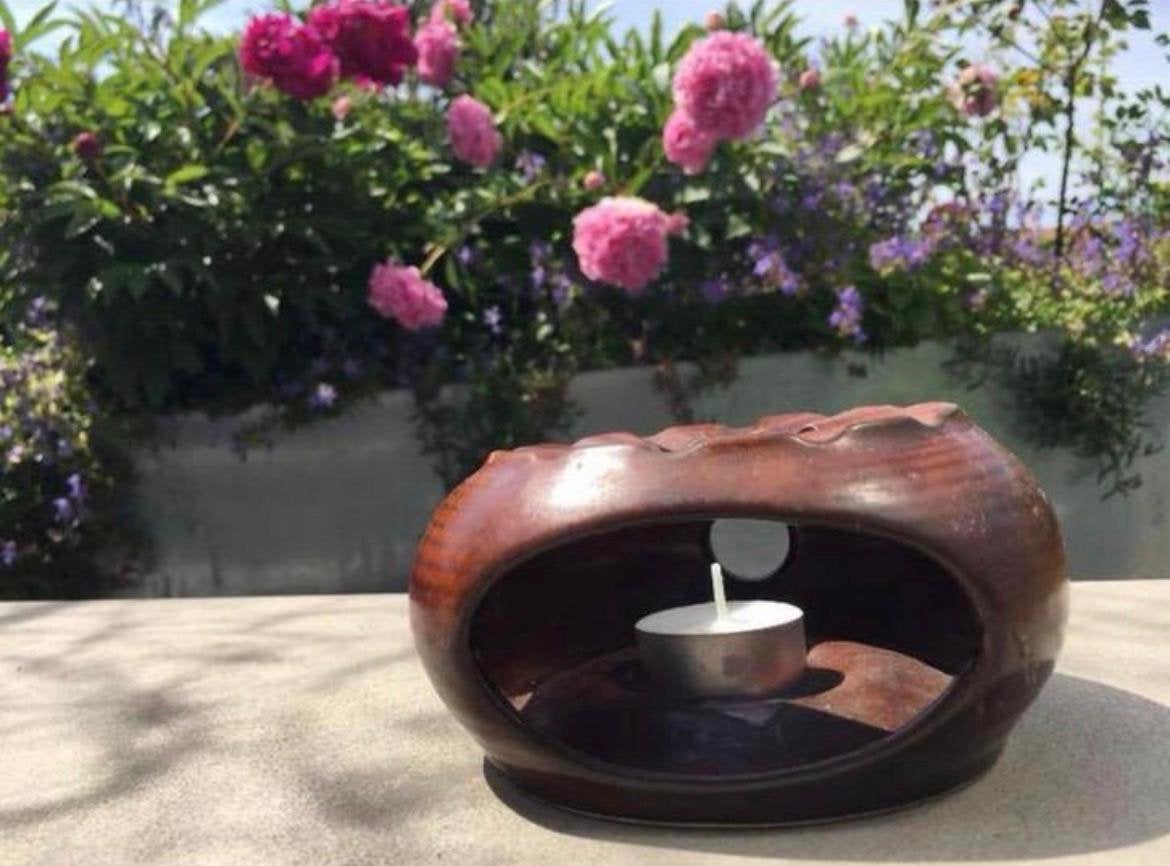 Unieke vintage jaren’70 terracotta theelichthouder, Antiek en Kunst, Ophalen of Verzenden