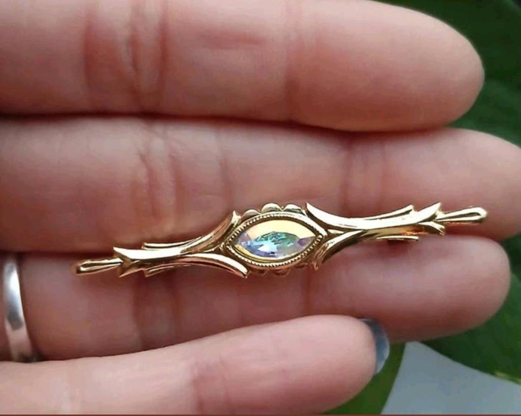 Vintage Broche – Aurora Borealis Kristal – Jaren 50, Sieraden, Tassen en Uiterlijk, Ophalen of Verzenden, Zo goed als nieuw, Overige materialen