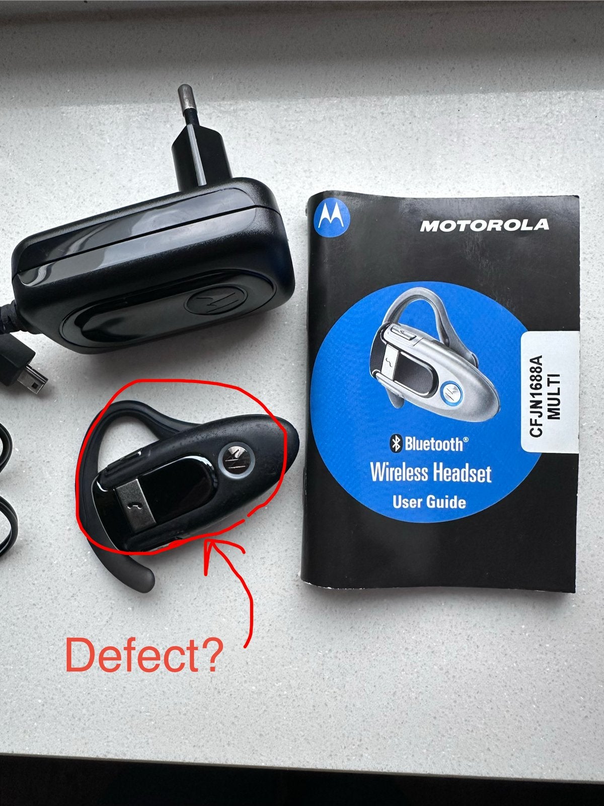 Motorola H500 adapter+handleiding zie omschrijving, On-ear, Ophalen of Verzenden, Draadloos, Niet werkend