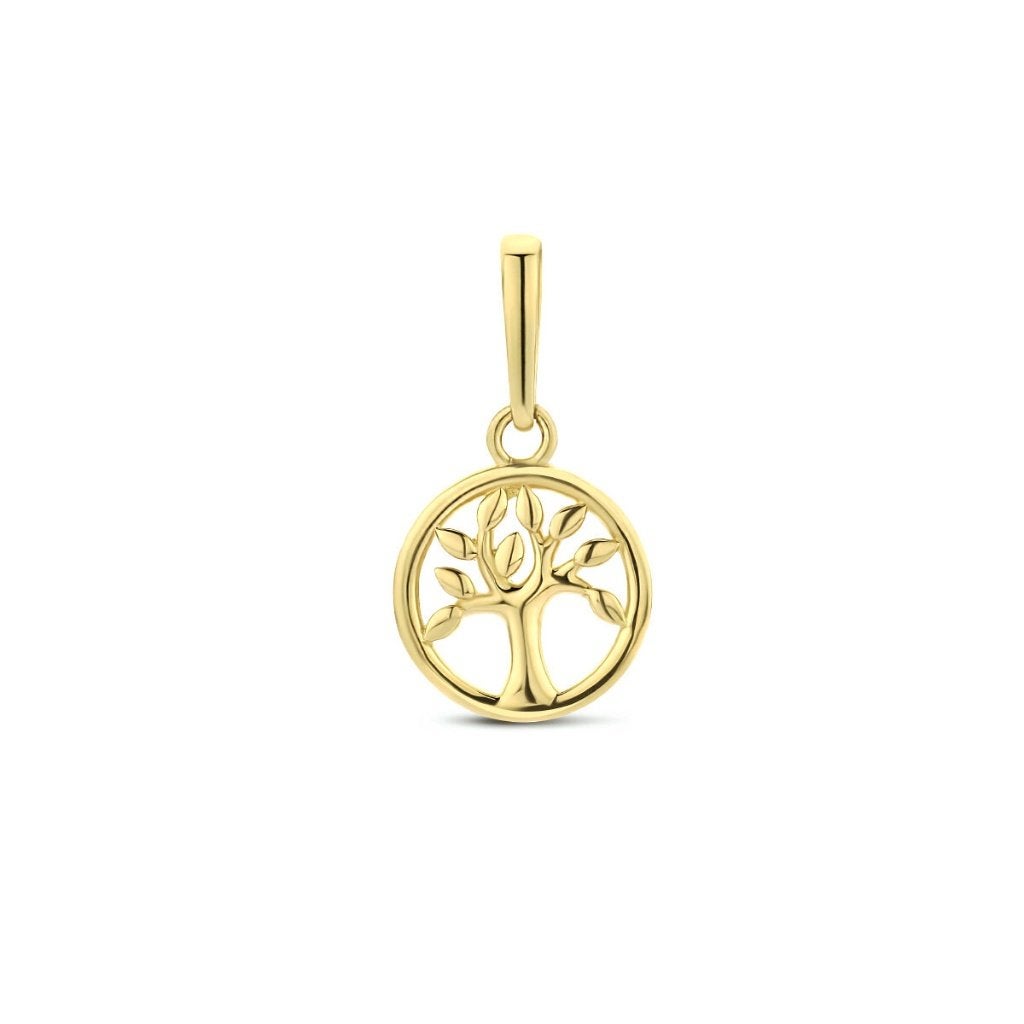 Gouden mini Levensboom hangertje - 14 karaat goud, Sieraden, Tassen en Uiterlijk, Kettinghangers, Nieuw, Ophalen of Verzenden