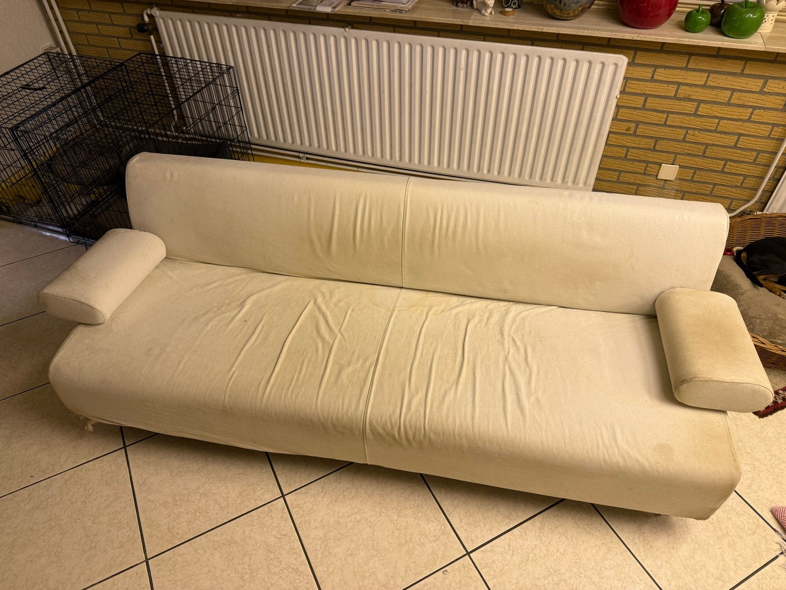 Comfortabele 3-zits bank - wit, Huis en Inrichting, Ophalen, Gebruikt, Driepersoons, 75 tot 100 cm