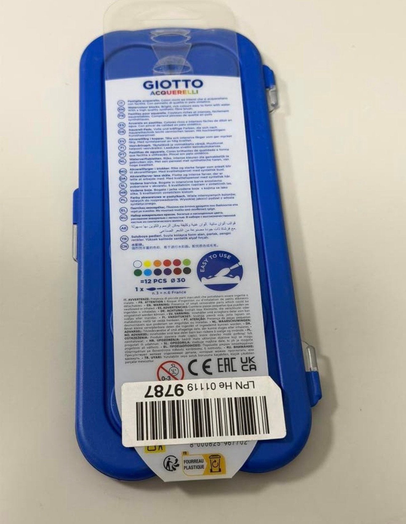 Giotto Acquerelli Waterverf Set 12 Kleuren + Penseel Nieuw, Waterverf, Nieuw, Ophalen of Verzenden, H