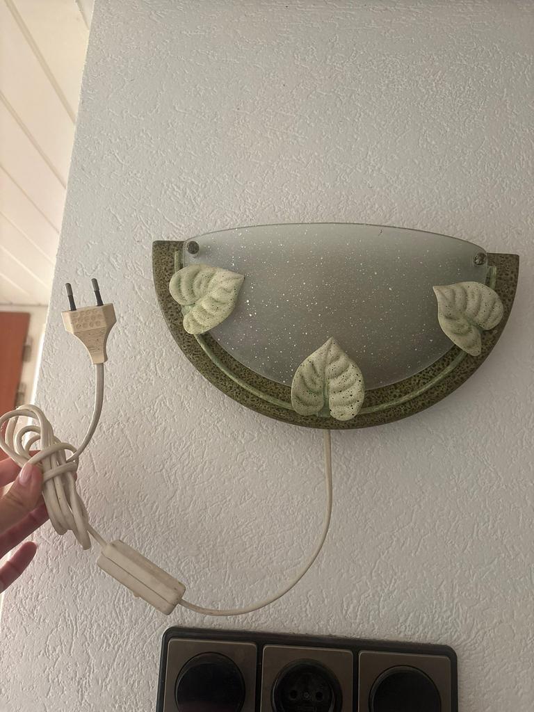 Wandlamp met bladeren, Huis en Inrichting, Lampen | Wandlampen, Ophalen of Verzenden, Gebruikt, Glas