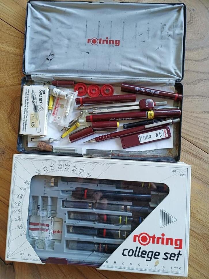 Rotring College Set 2 x Tekenpennen en Accessoires, Hobby en Vrije tijd, Tekenen, Ophalen of Verzenden, Gebruikt, Potlood of Stift