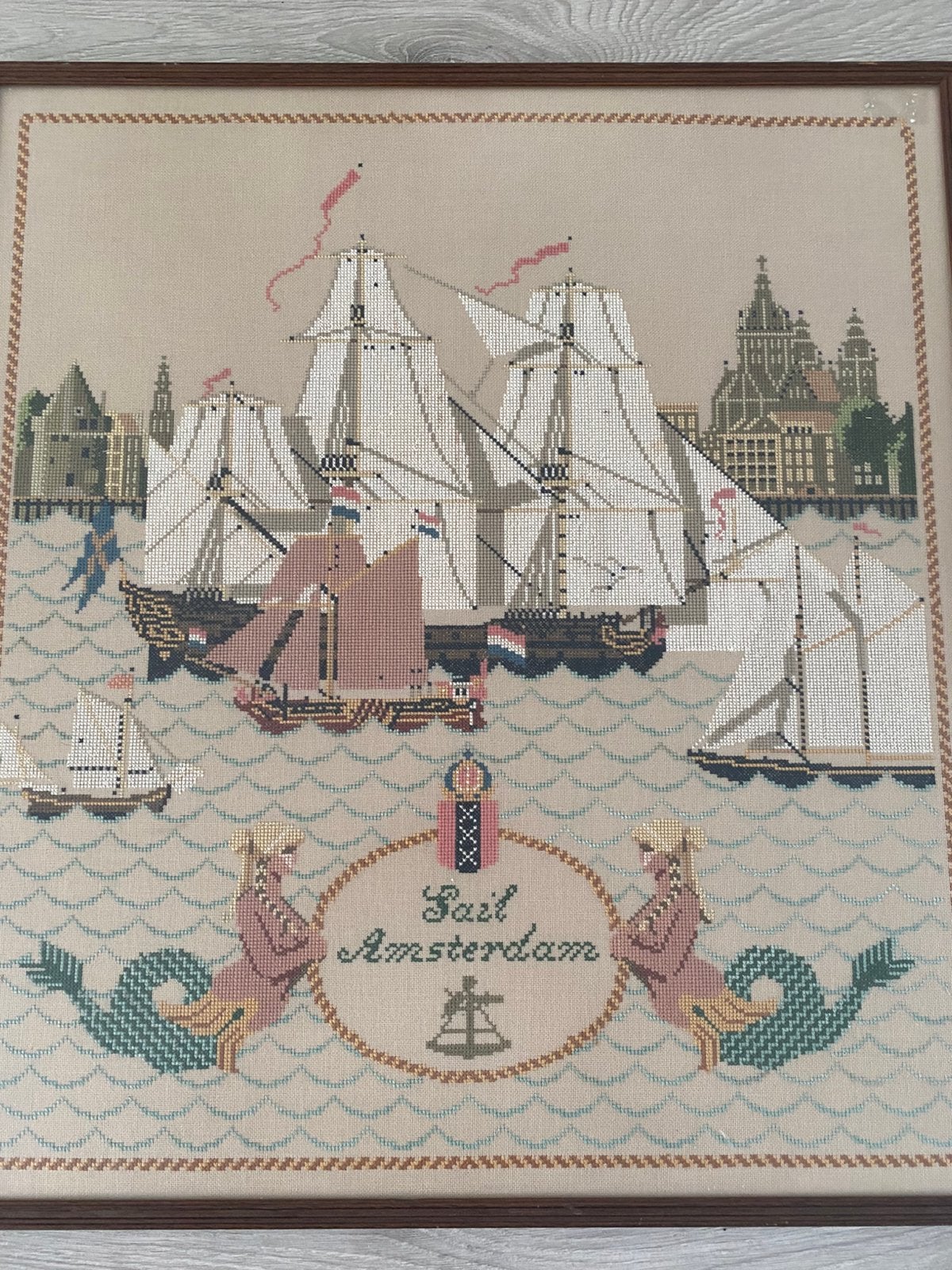 Geborduurd & ingelijst - Sail Amsterdam, Hobby en Vrije tijd, Ophalen of Verzenden