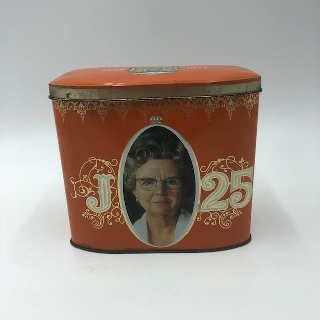 Vintage Herdenkingsblik 25-jarig Jubileum Koningin Juliana, Ophalen of Verzenden, Gebruikt, Overige, Overige merken
