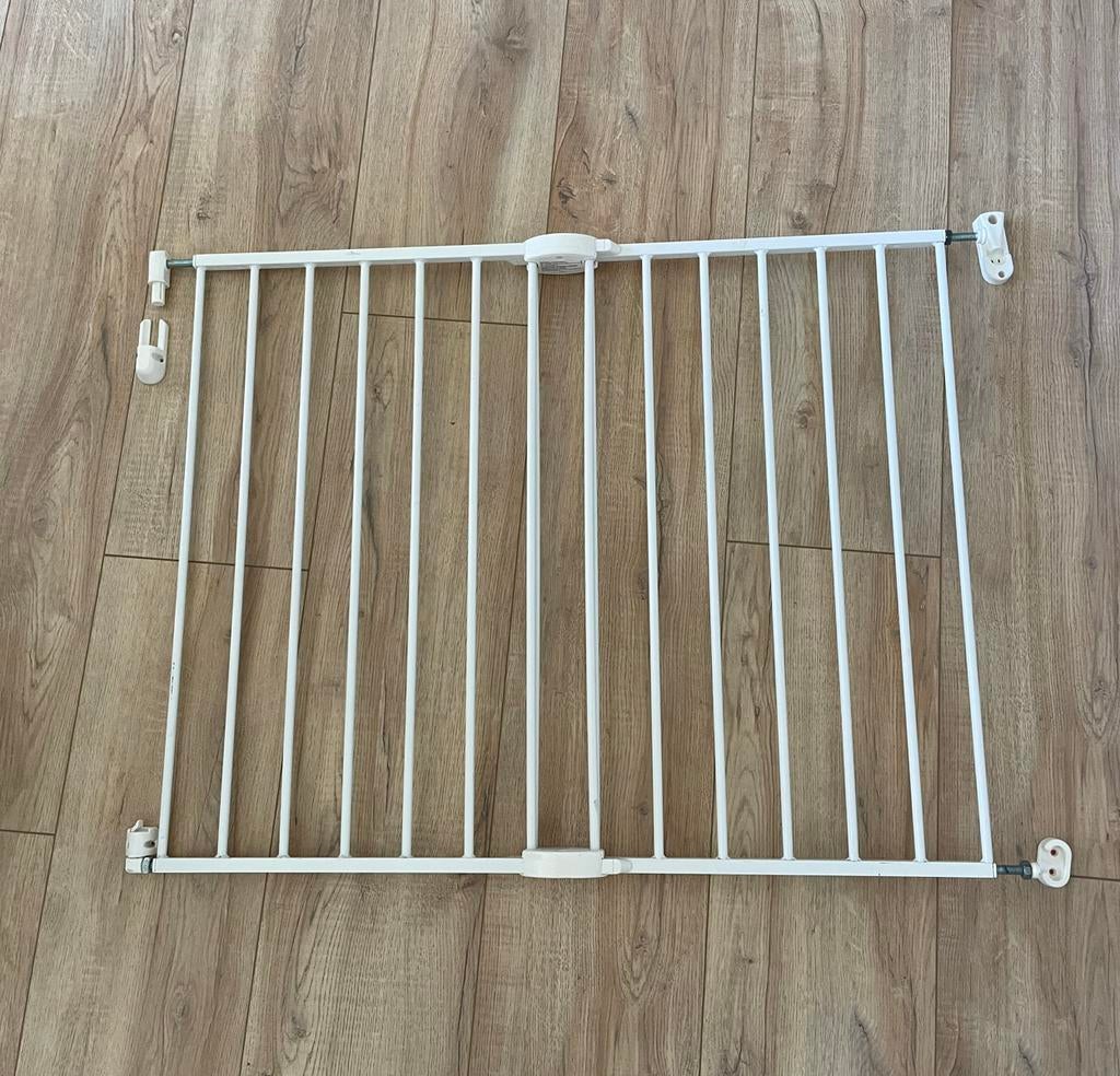 Lindam Traphekje LD104 - Wit, Uitschuifbaar, Kinderen en Baby's, Traphekjes, Ophalen, Gebruikt, 100 tot 115 cm, Metaal of IJzer