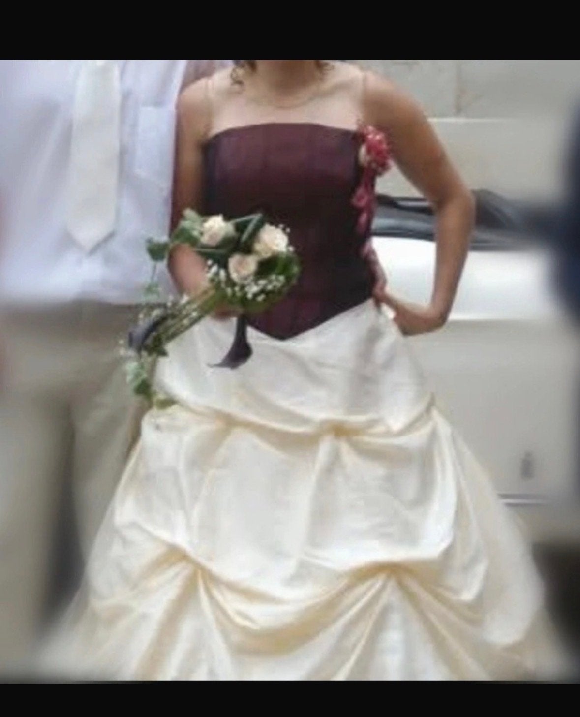 Trouwjurk Victoria Mariage maat 44 - Bordeauxrood/Crème, Ophalen of Verzenden, Zo goed als nieuw, Overige kleuren, Trouwjurk