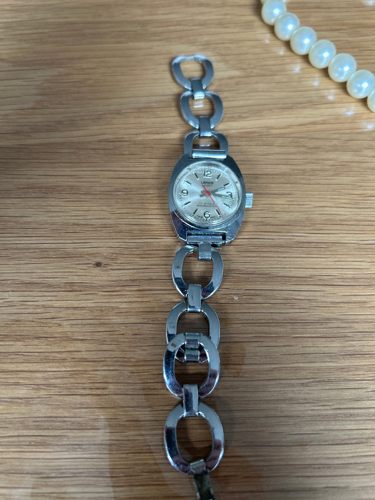 Vintage Lanco Sport dames polshorloge, Ophalen of Verzenden, Zilver, Overige materialen