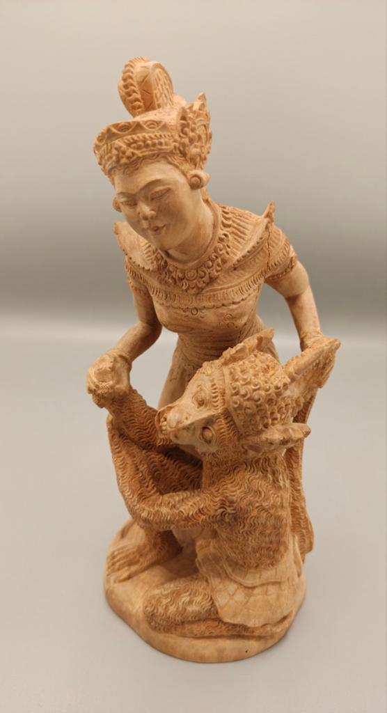Gedetailleerd Sandelhout Beeldje: Hanuman en Sita bali, Ophalen of Verzenden