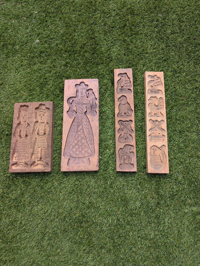 4 antieke/vintage houten speculaasplanken (koekplanken), Ophalen