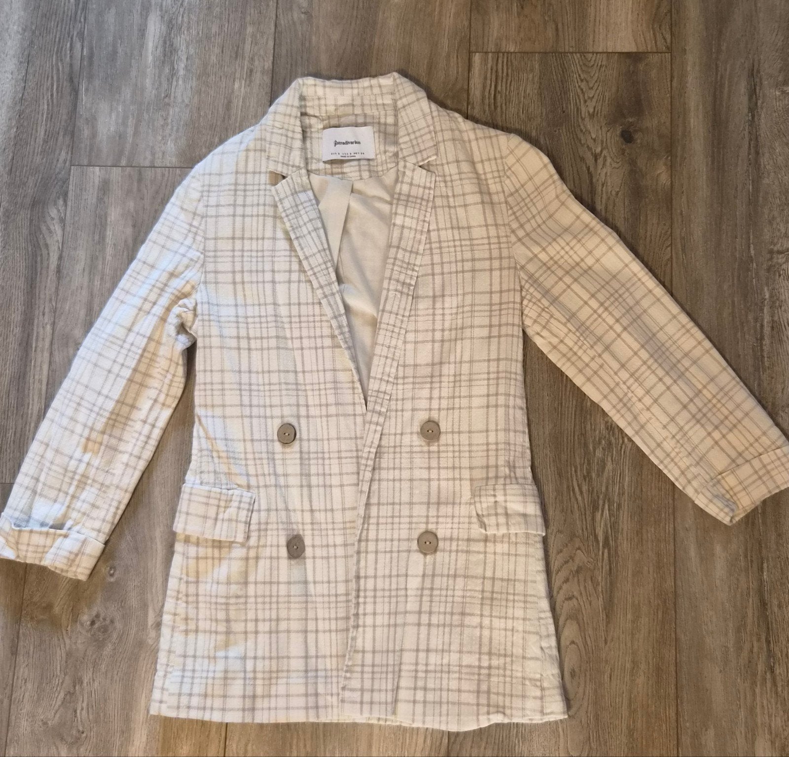 Stradivarius geruite blazer - Zo goed als nieuw, Beige, Ophalen of Verzenden, Zo goed als nieuw, Jasje