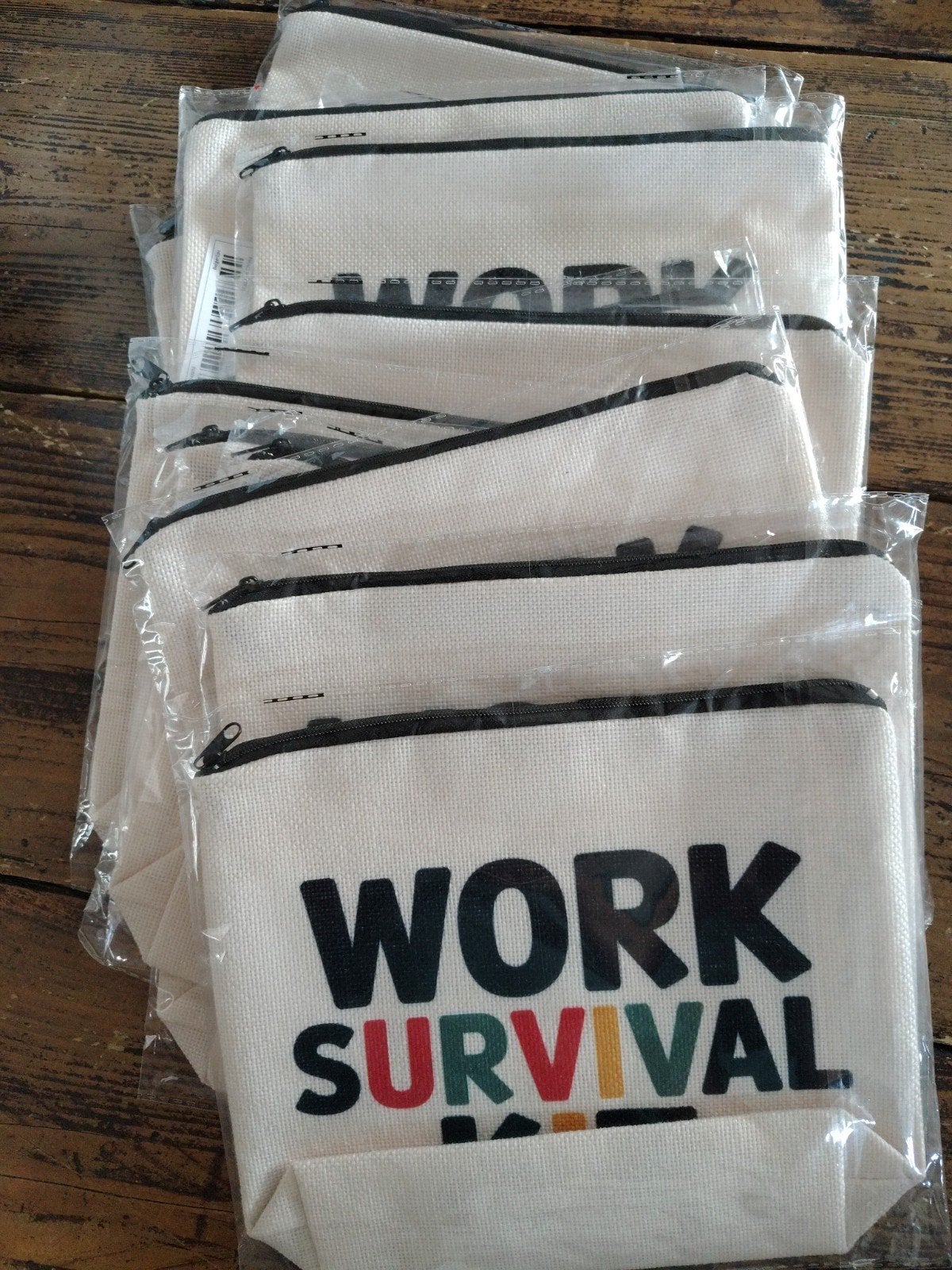16x Nieuwe 'WORK SURVIVAL KIT' Toilettasjes/Etuis, Ophalen of Verzenden, Nieuw, Beige, Softcase