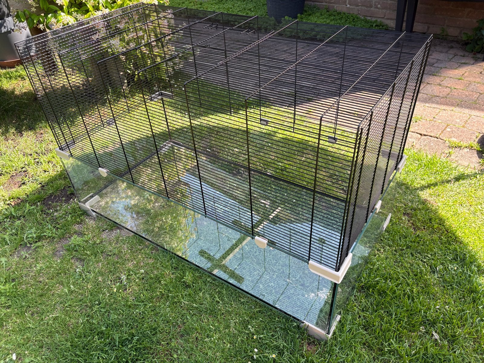 Grote hamsterkooi met glazen bak, Ophalen, Zo goed als nieuw