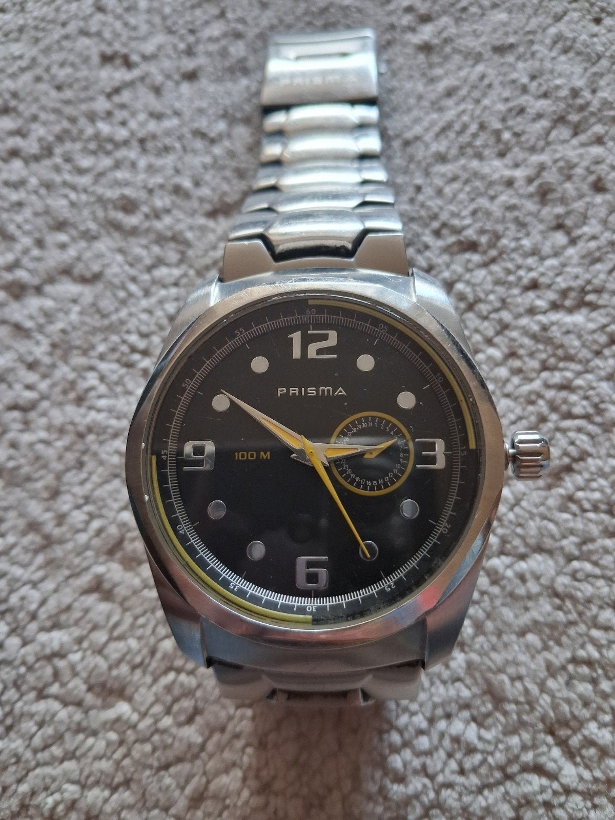 Prisma herenhorloge, Sieraden, Tassen en Uiterlijk, Horloges | Heren, Ophalen, Zo goed als nieuw, Staal, Overige merken