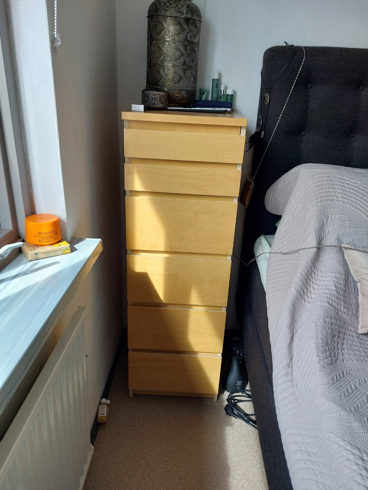 IKEA Malm 6-laden ladekast met spiegel, licht hout, Huis en Inrichting, Kasten | Ladekasten, Ophalen, Minder dan 50 cm, Gebruikt