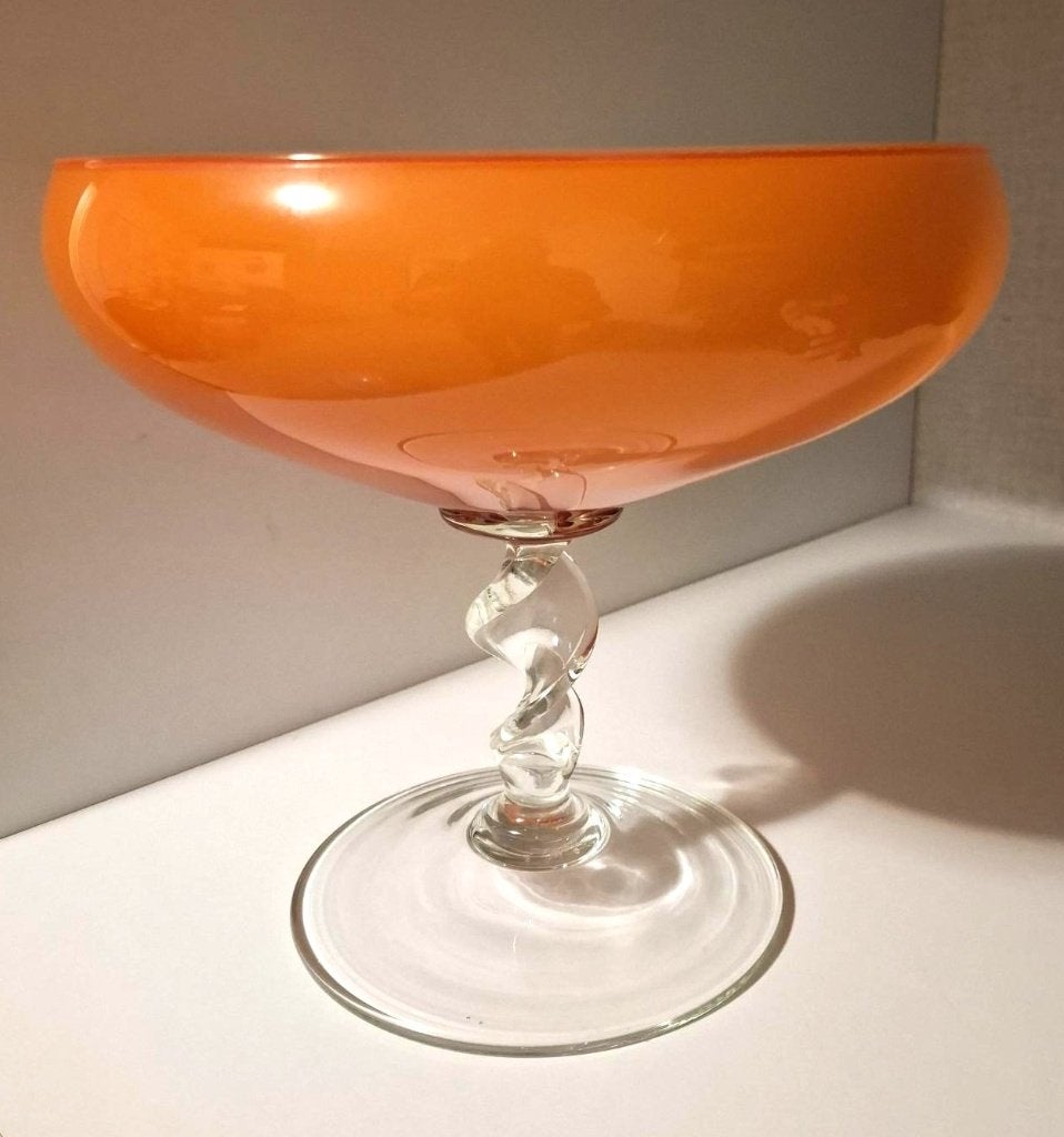 opaline glazen coupe / vaas oranje, Murano stijl, Ophalen