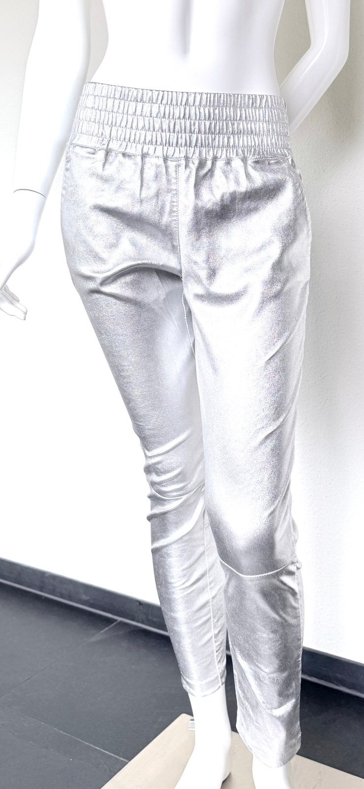 IBANA LEREN BROEK, ZILVER, MAAT S (NEW €499,95) NIEUW💖💖💖, Nieuw, Ophalen of Verzenden, Maat 36 (S), Lang