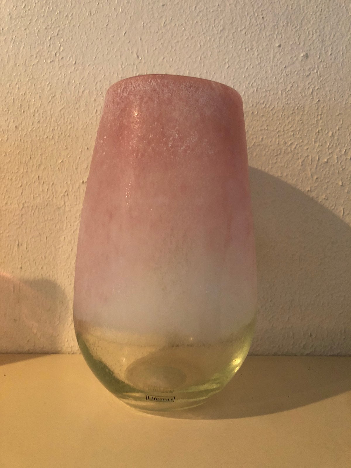 Lifestyle glazen vaas roze/wit/transparant, Ophalen of Verzenden