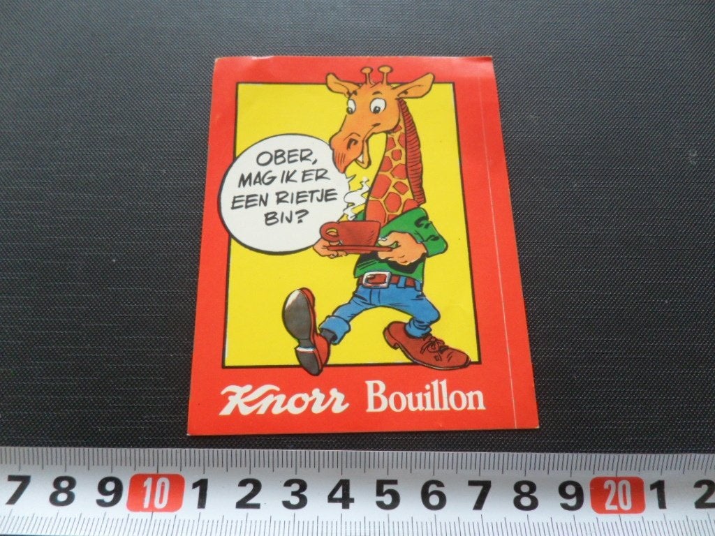 sticker strip knorr bouillon giraf ober mag ik er een rietje, Ophalen of Verzenden, Zo goed als nieuw