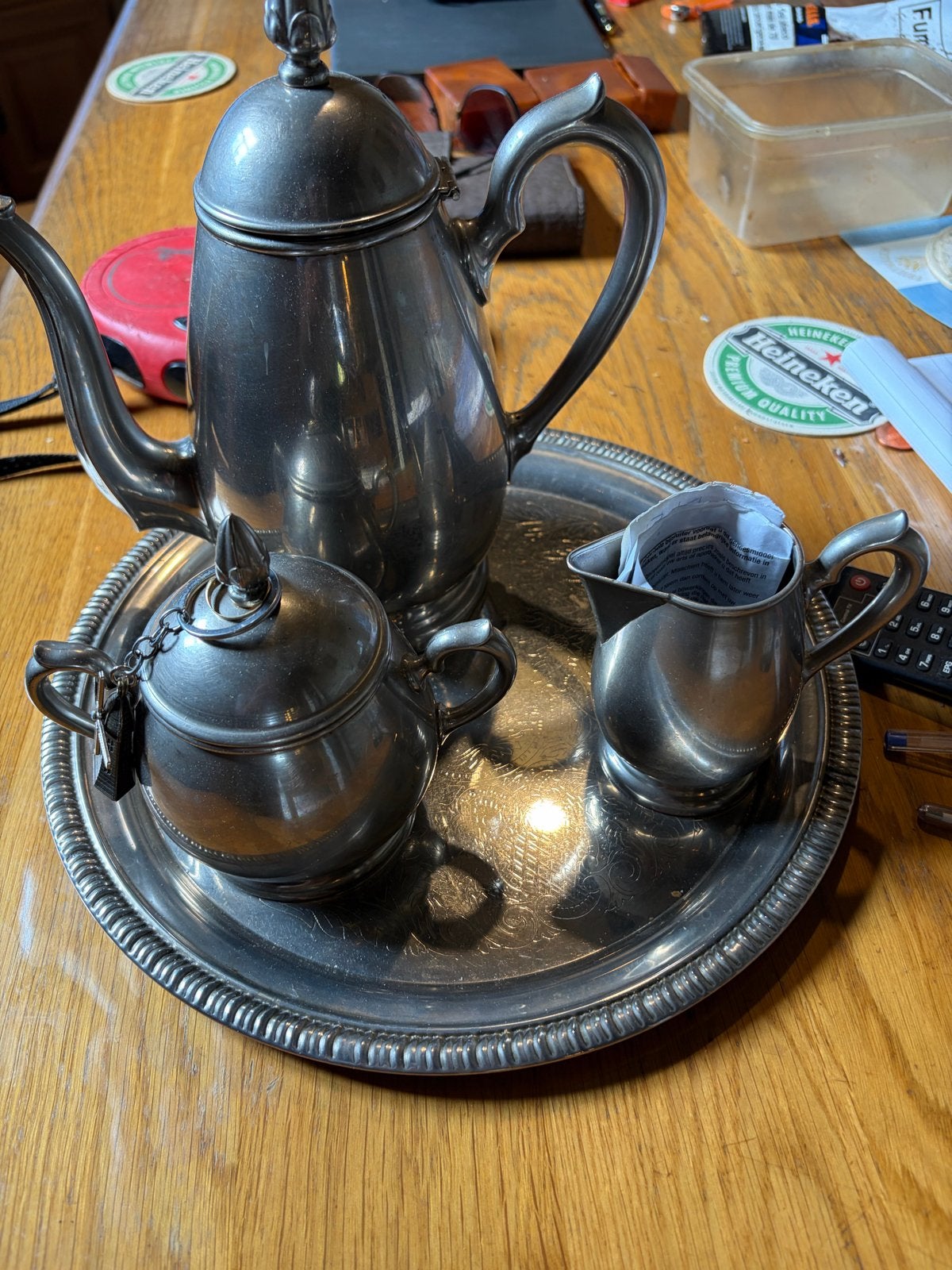 Vintage verzilverd theeservies met dienblad, Ophalen