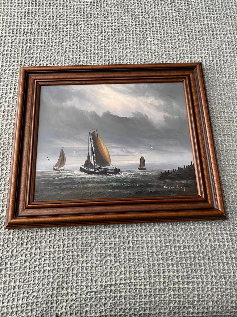 Schilderij botters op Zuiderzee, Ophalen of Verzenden