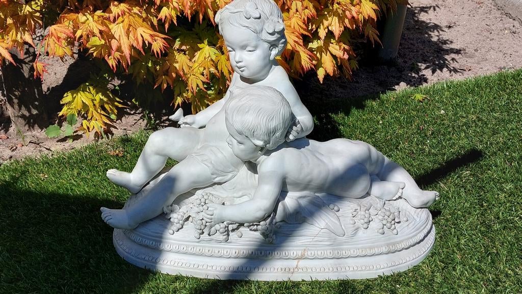 Antiek beeld Gesigneerd putti's Bachus als kind, Ophalen
