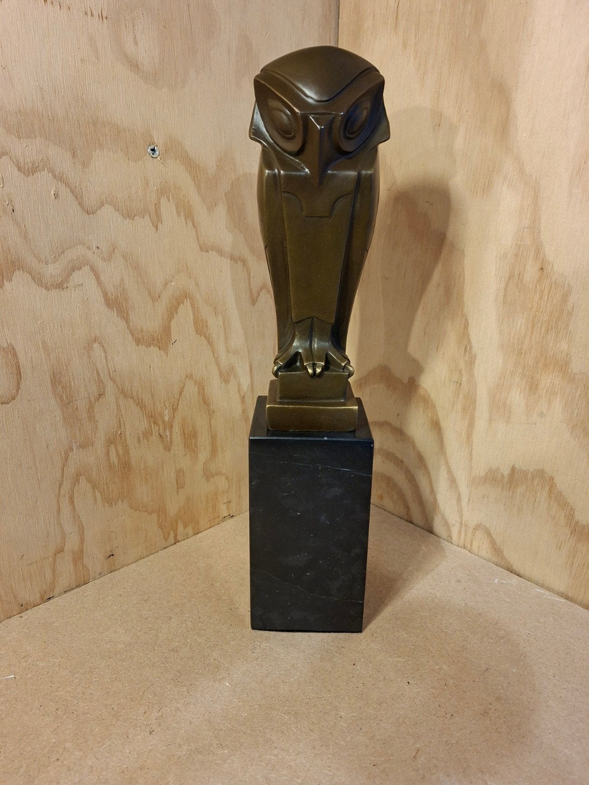 Art Deco Uil Beeld - Gesigneerd Coenrad - Brons op Marmer, Art deco, Ophalen of Verzenden, Brons, 20 - 50 cm