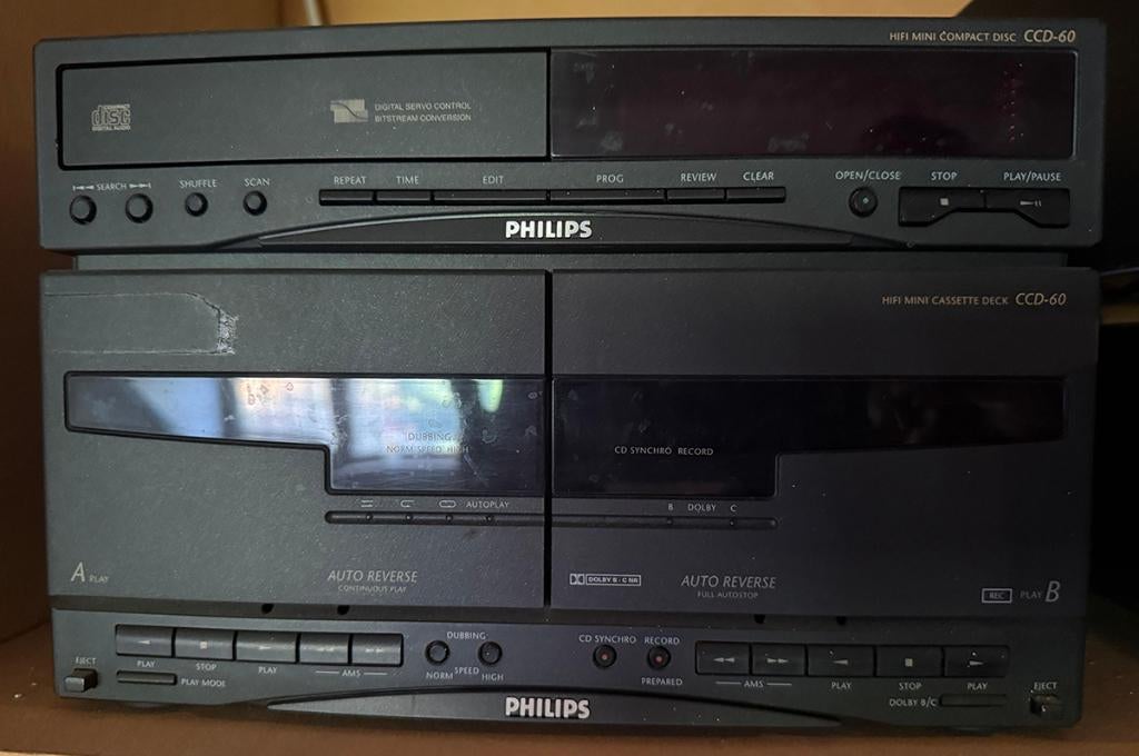 Philips Mini HiFi Set CCD-60 – CD + Cassette, Ophalen, Gebruikt, Cassettedeck, Philips