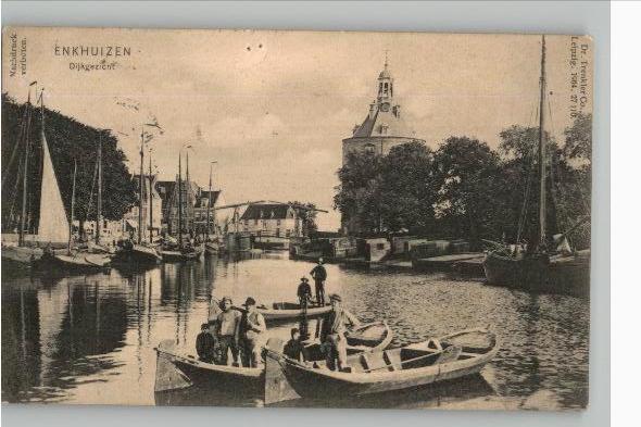 Enkhuizen Dijkgezicht met veel bootjes Dr Trenkler 1904, Verzenden, Voor 1920, Gelopen, Noord-Holland